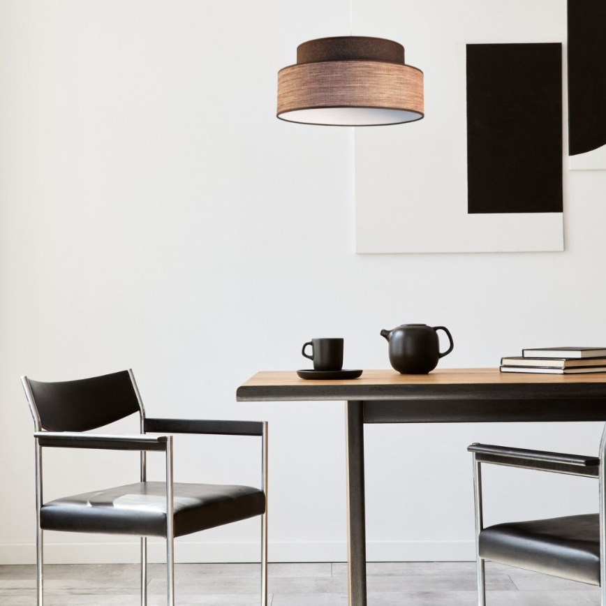 Lustr na lanku GRACE 1xE27/60W/230V hnědá/béžová