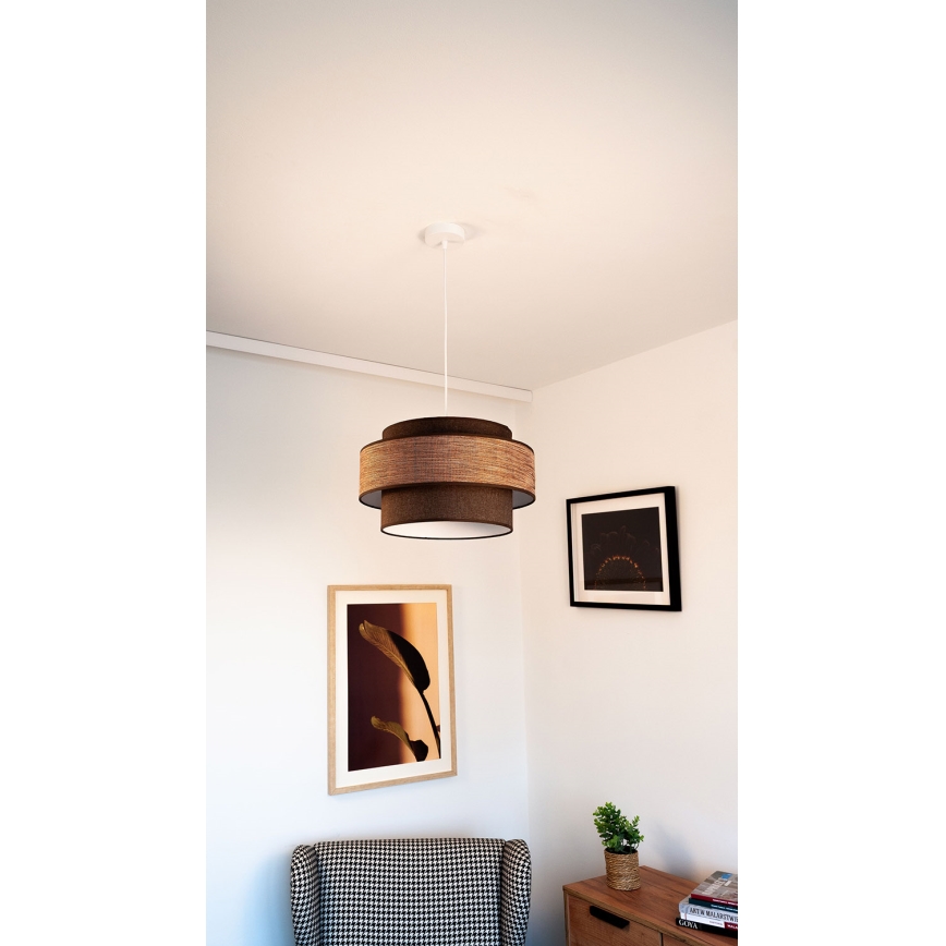 Lustr na lanku GRACE 1xE27/60W/230V hnědá/béžová