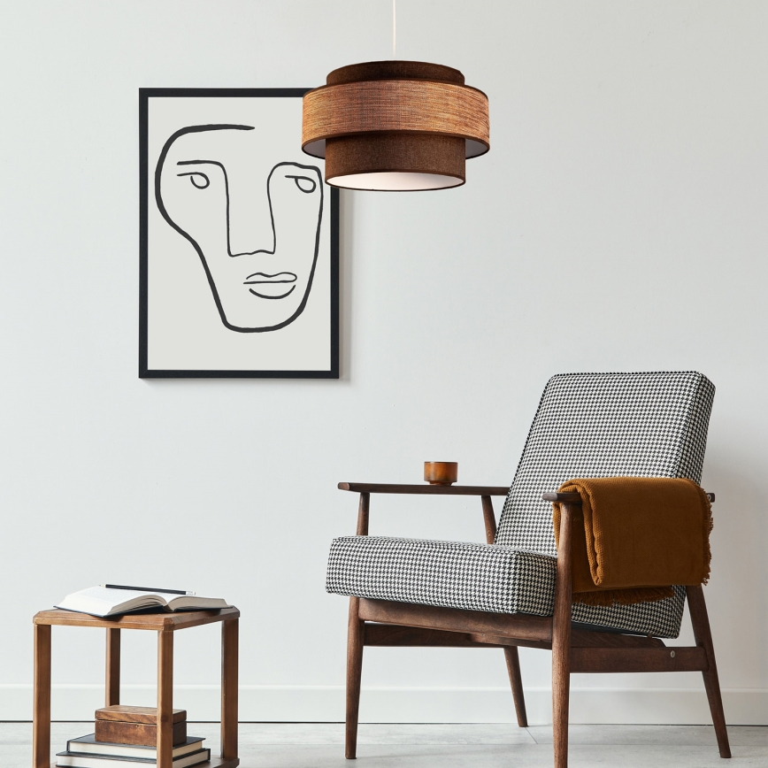 Lustr na lanku GRACE 1xE27/60W/230V hnědá/béžová
