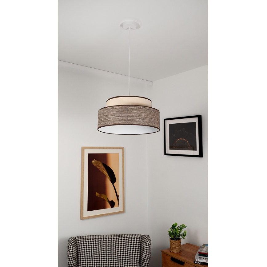 Lustr na lanku GRACE 1xE27/60W/230V krémová/hnědá