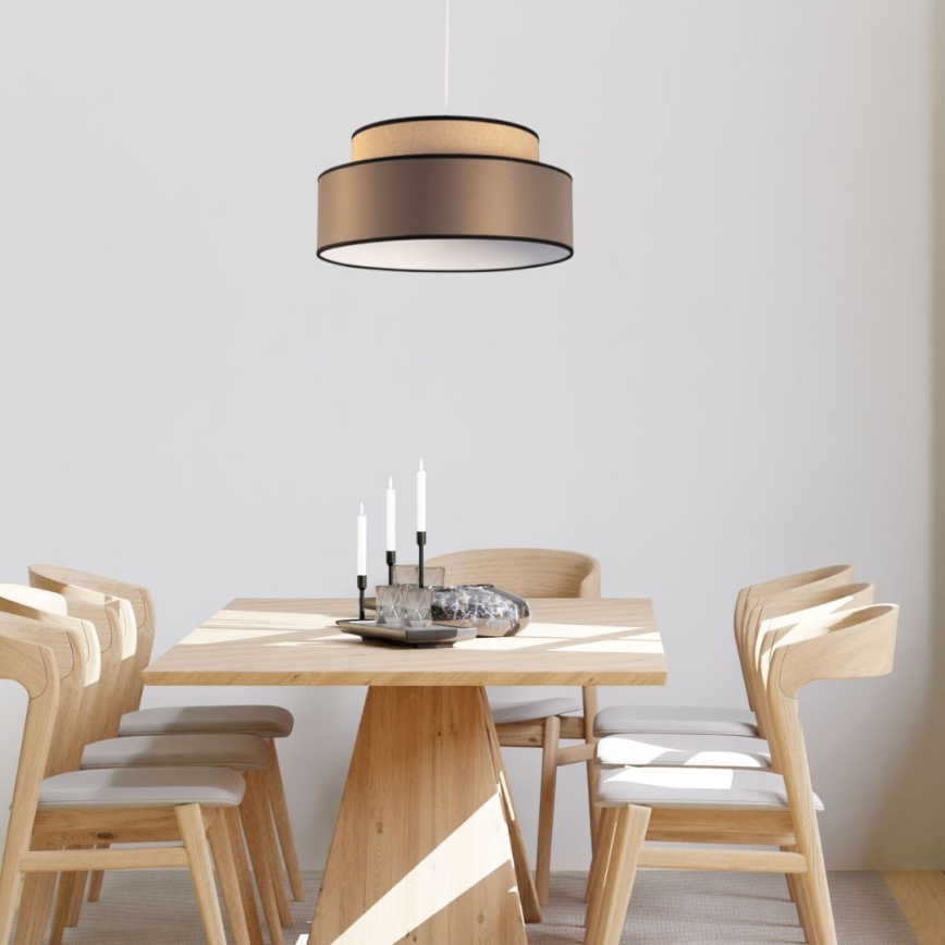Lustr na lanku GRACE 1xE27/60W/230V pr. 40 cm béžová/hnědá