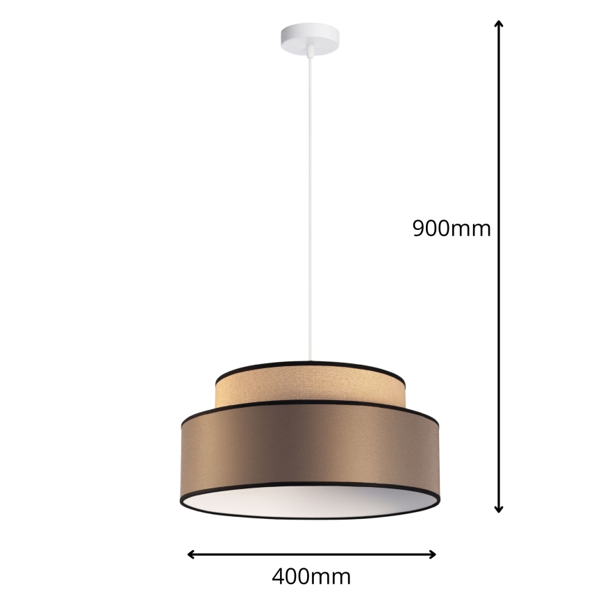 Lustr na lanku GRACE 1xE27/60W/230V pr. 40 cm béžová/hnědá
