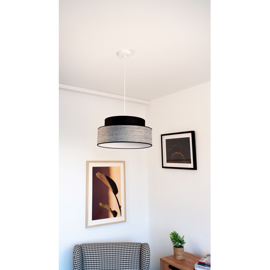 Lustr na lanku GRACE 1xE27/60W/230V pr. 40 cm černá/šedá