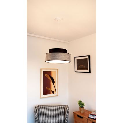 Lustr na lanku GRACE 1xE27/60W/230V pr. 40 cm černá/šedá