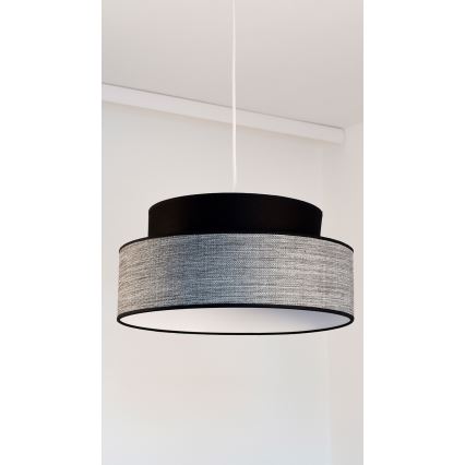 Lustr na lanku GRACE 1xE27/60W/230V pr. 40 cm černá/šedá