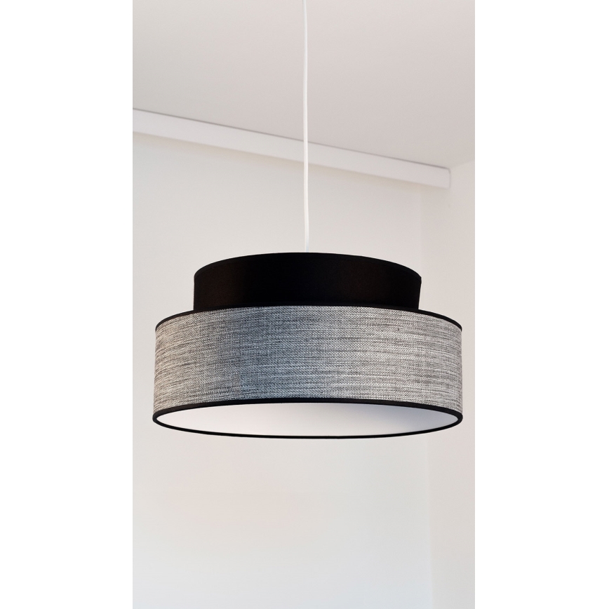 Lustr na lanku GRACE 1xE27/60W/230V pr. 40 cm černá/šedá