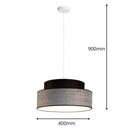 Lustr na lanku GRACE 1xE27/60W/230V pr. 40 cm černá/šedá