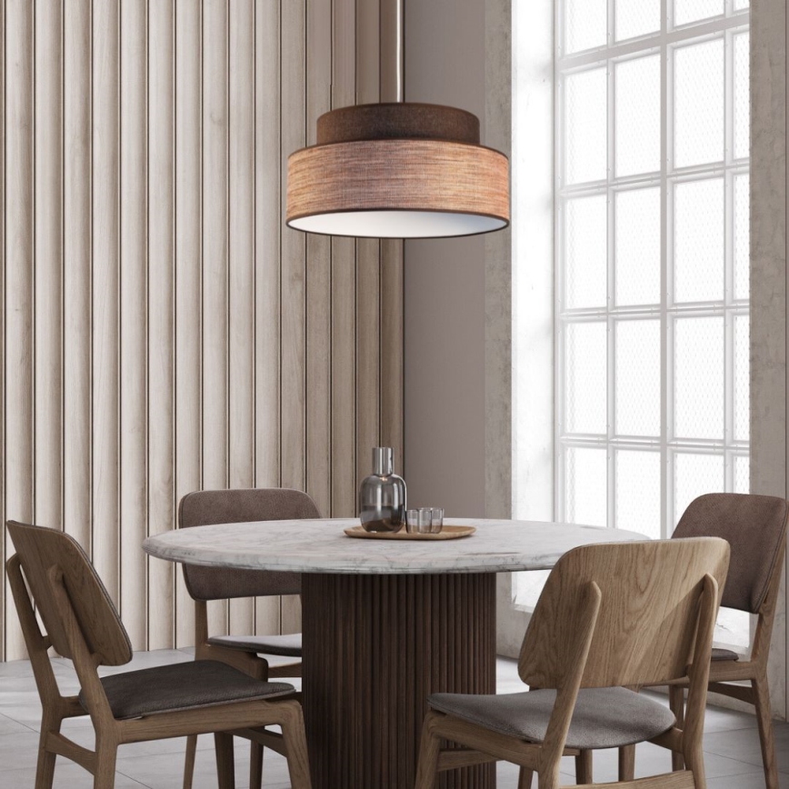 Lustr na lanku GRACE 1xE27/60W/230V pr. 40 cm hnědá/béžová