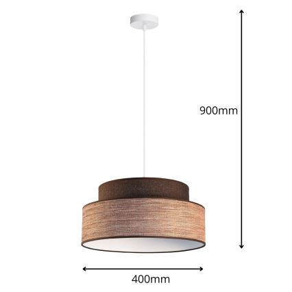 Lustr na lanku GRACE 1xE27/60W/230V pr. 40 cm hnědá/béžová