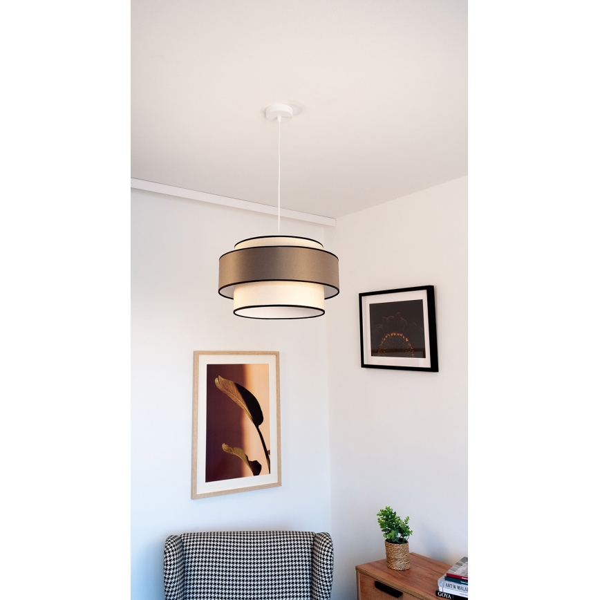 Lustr na lanku GRACE 1xE27/60W/230V pr. 40 cm krémová/šedá