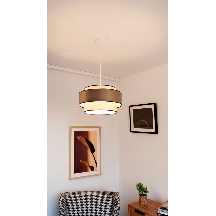 Lustr na lanku GRACE 1xE27/60W/230V pr. 40 cm krémová/šedá