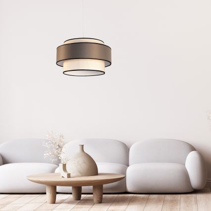 Lustr na lanku GRACE 1xE27/60W/230V pr. 40 cm krémová/šedá