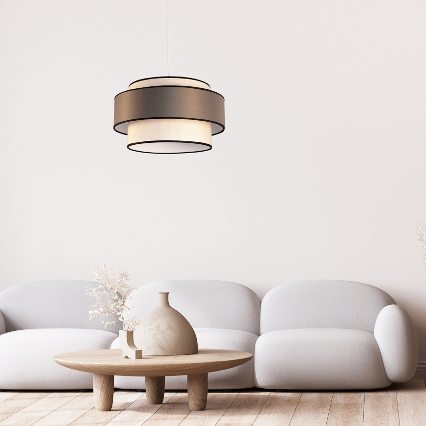Lustr na lanku GRACE 1xE27/60W/230V pr. 40 cm krémová/šedá