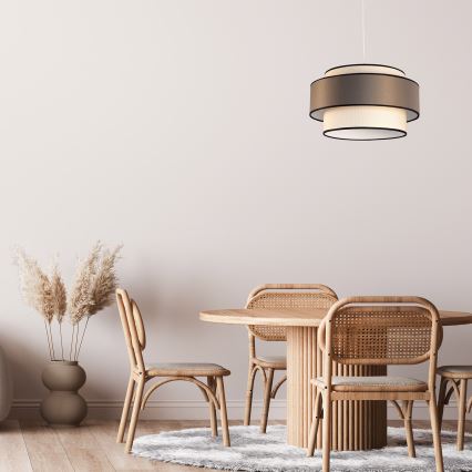 Lustr na lanku GRACE 1xE27/60W/230V pr. 40 cm krémová/šedá