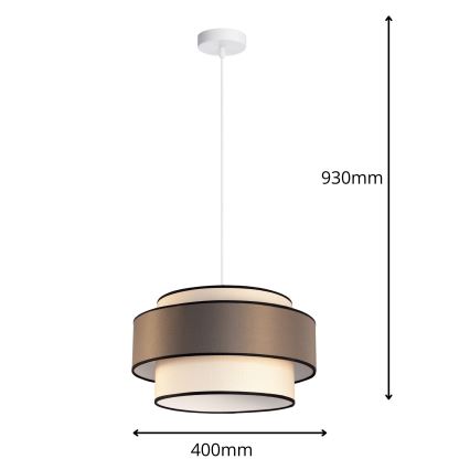 Lustr na lanku GRACE 1xE27/60W/230V pr. 40 cm krémová/šedá