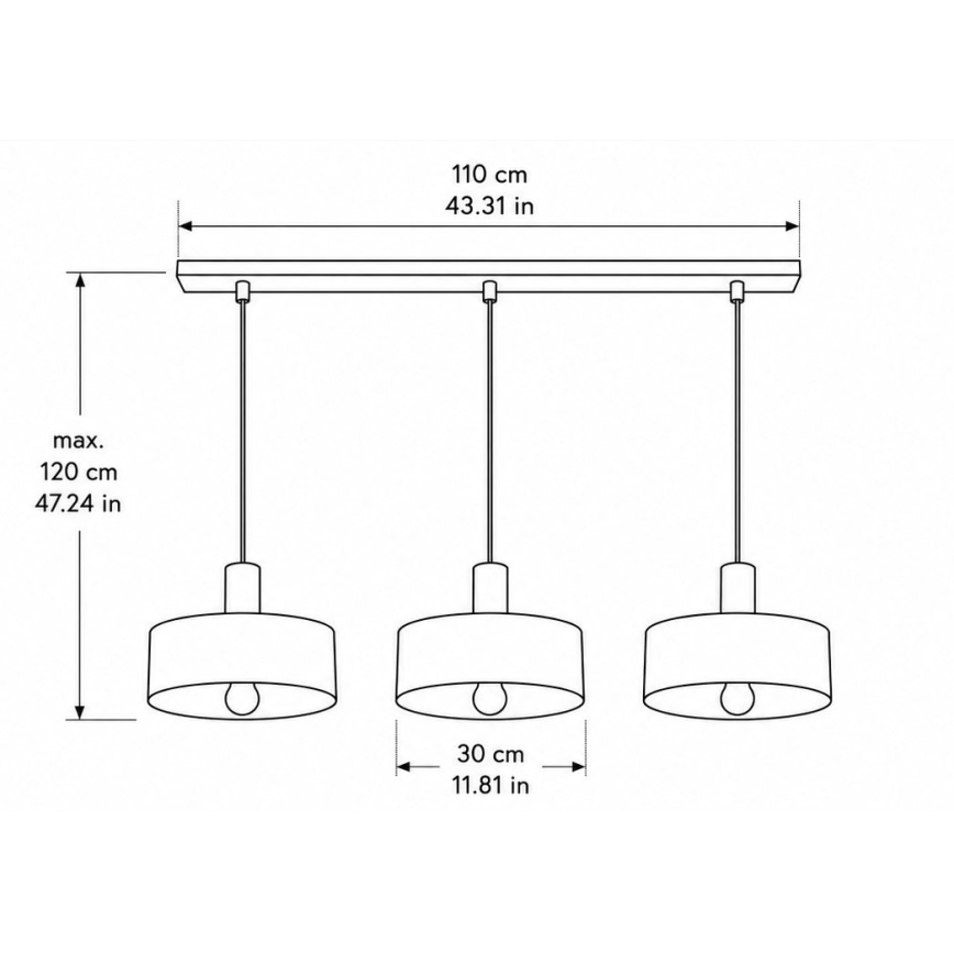 Lustr na lanku HAKI 3xE27/60W/230V hnědá/černá