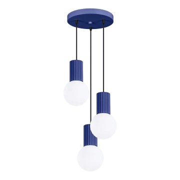 Lustr na lanku HALO 3xG9/8W/230V pr. 25 cm modrá