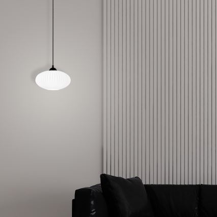 Lustr na lanku HARMA 1xE27/15W/230V pr. 25 cm bílá/černá