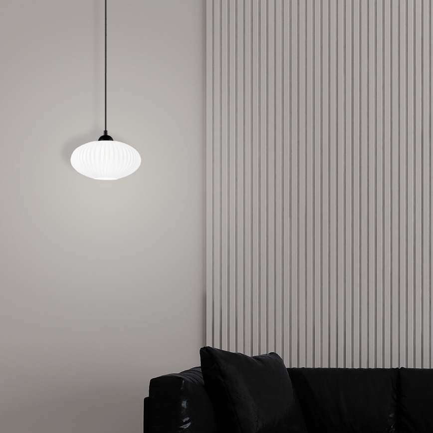 Lustr na lanku HARMA 1xE27/15W/230V pr. 25 cm bílá/černá