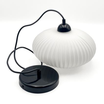Lustr na lanku HARMA 1xE27/15W/230V pr. 25 cm bílá/černá