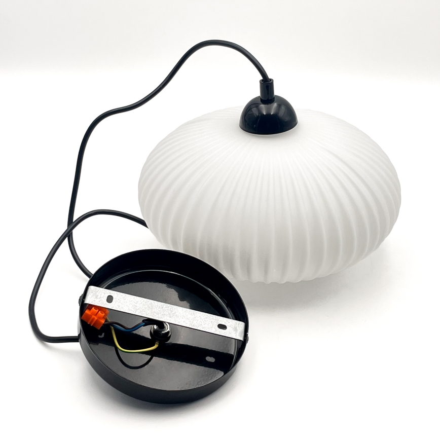 Lustr na lanku HARMA 1xE27/15W/230V pr. 25 cm bílá/černá