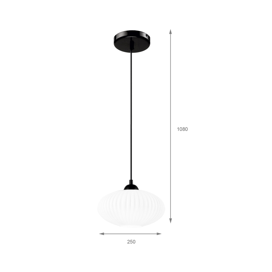Lustr na lanku HARMA 1xE27/15W/230V pr. 25 cm bílá/černá