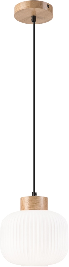 Lustr na lanku HARMONY 1xE27/15W/230V pr. 20 cm bílá/dub