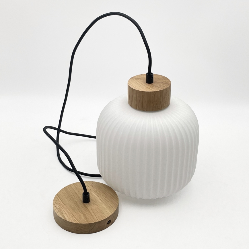 Lustr na lanku HARMONY 1xE27/15W/230V pr. 20 cm bílá/dub