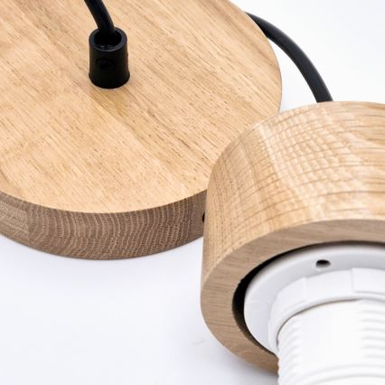 Lustr na lanku HARMONY 1xE27/15W/230V pr. 20 cm bílá/dub