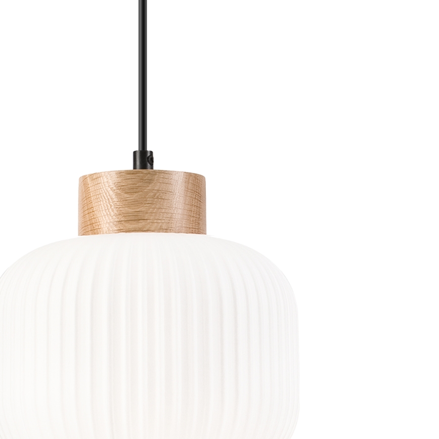 Lustr na lanku HARMONY 1xE27/15W/230V pr. 20 cm bílá/dub