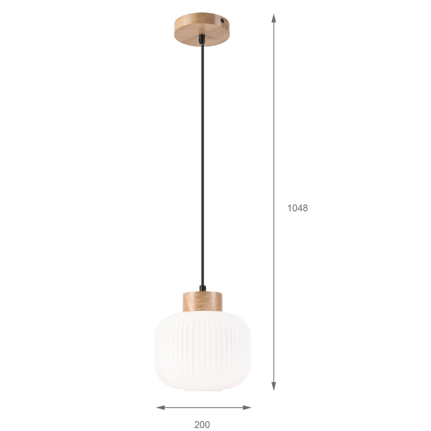 Lustr na lanku HARMONY 1xE27/15W/230V pr. 20 cm bílá/dub