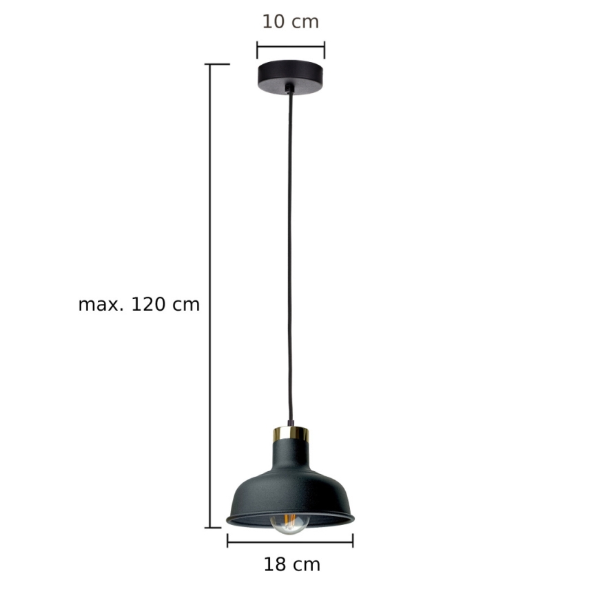 Lustr na lanku HEBE 1xE27/60W/230V černá