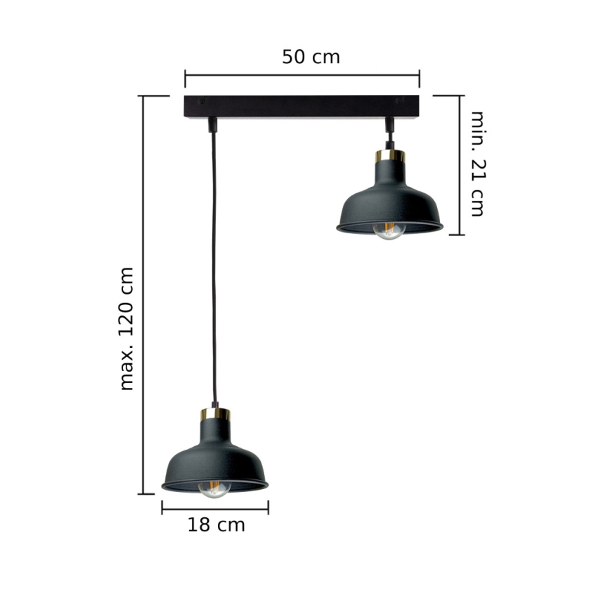 Lustr na lanku HEBE 2xE27/60W/230V černá