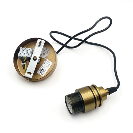 Lustr na lanku HECTOR 1xE27/15W/230V bílá/mosaz pr. 25 cm