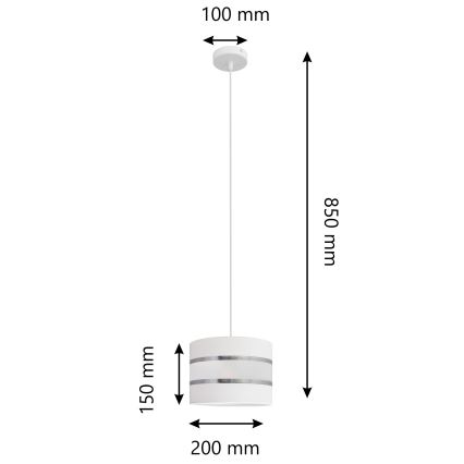 Lustr na lanku HELEN 1xE27/15W/230V pr. 20 cm bílá