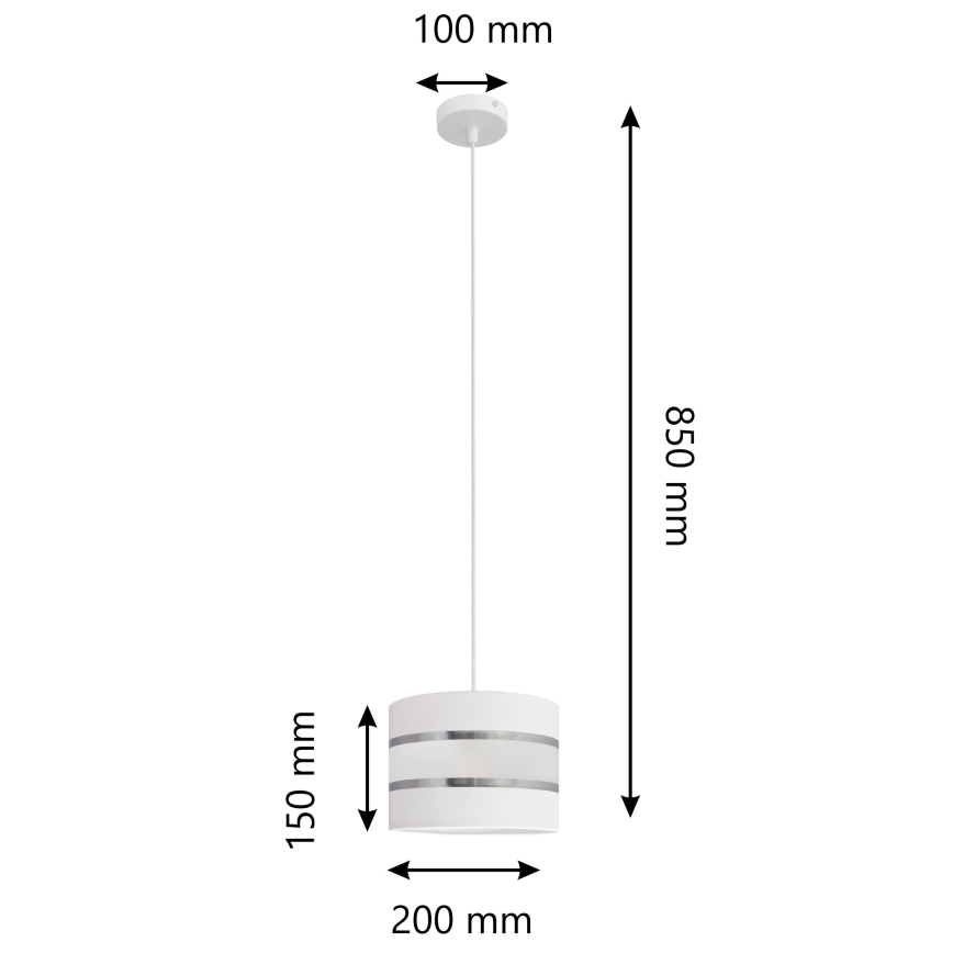 Lustr na lanku HELEN 1xE27/15W/230V pr. 20 cm bílá