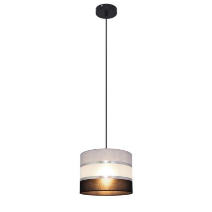 Lustr na lanku HELEN 1xE27/15W/230V pr. 20 cm černá/šedá/stříbrná