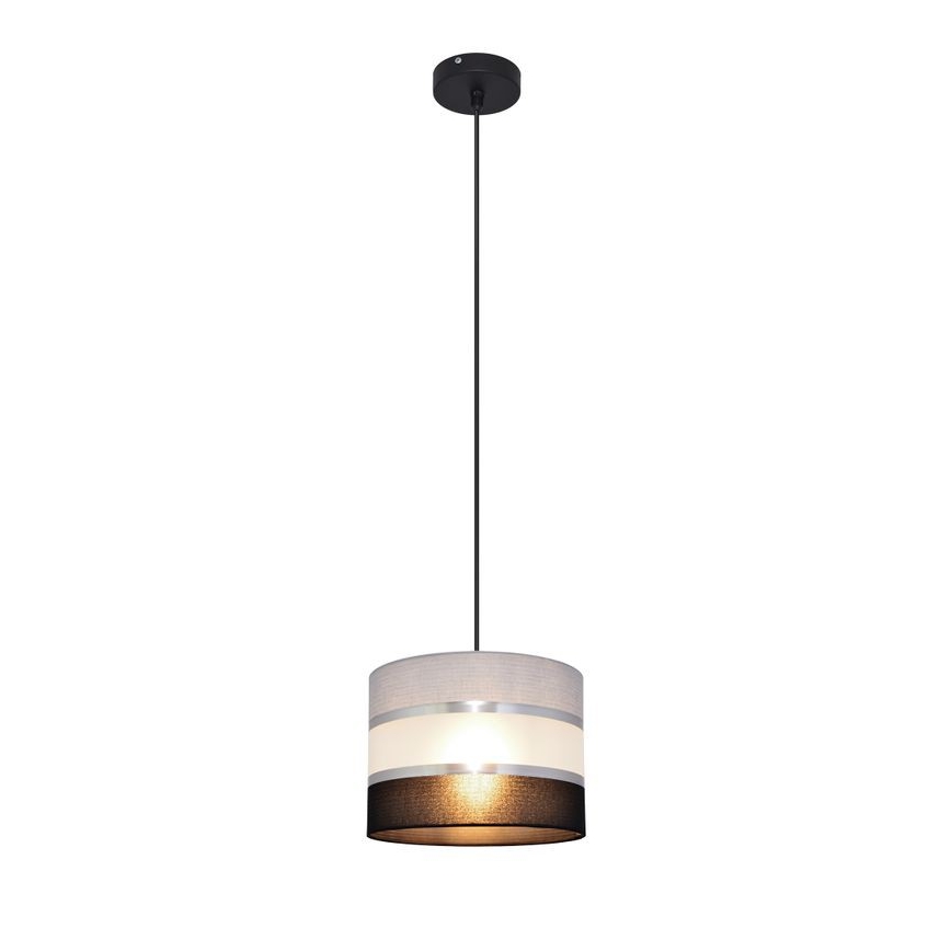 Lustr na lanku HELEN 1xE27/15W/230V pr. 20 cm černá/šedá/stříbrná