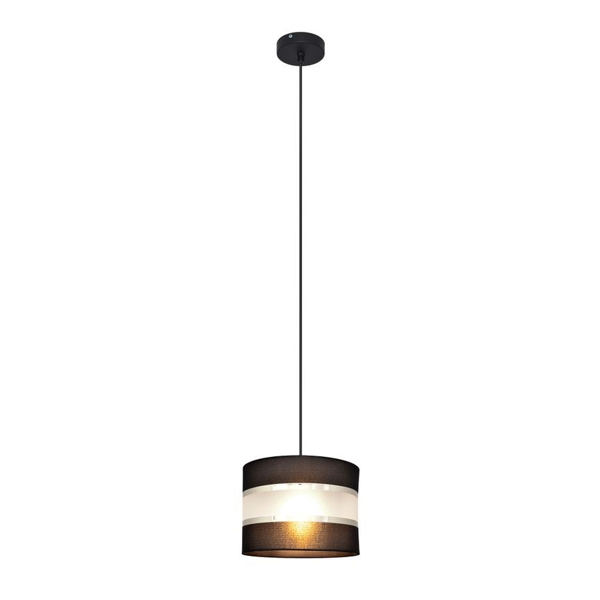 Lustr na lanku HELEN 1xE27/15W/230V pr. 20 cm černá/stříbrná