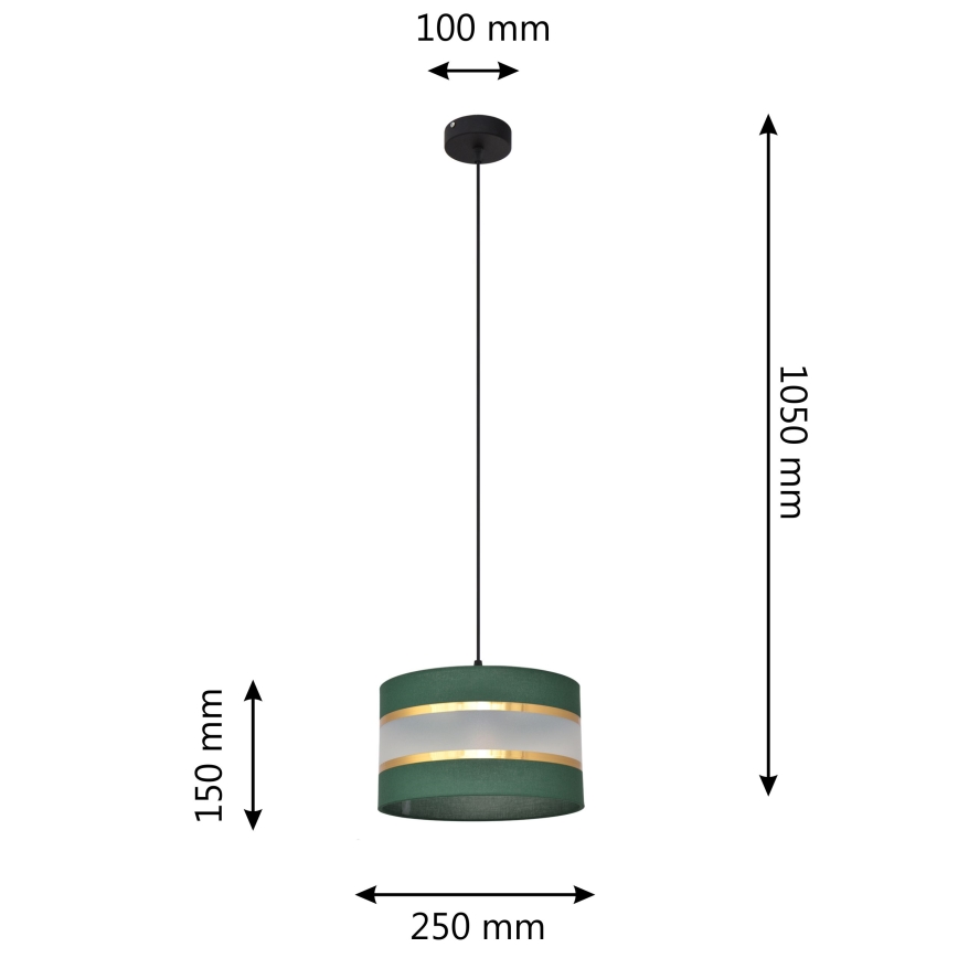 Lustr na lanku HELEN 1xE27/15W/230V pr. 25 cm zelená/zlatá