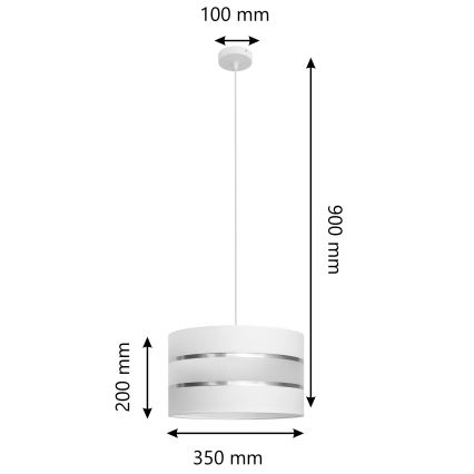 Lustr na lanku HELEN 1xE27/15W/230V pr. 35 cm bílá
