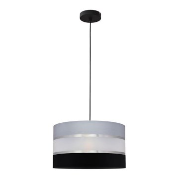 Lustr na lanku HELEN 1xE27/15W/230V pr. 35 cm černá/šedá/stříbrná