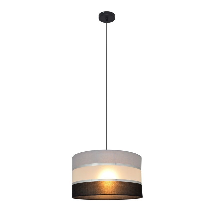 Lustr na lanku HELEN 1xE27/15W/230V pr. 35 cm černá/šedá/stříbrná
