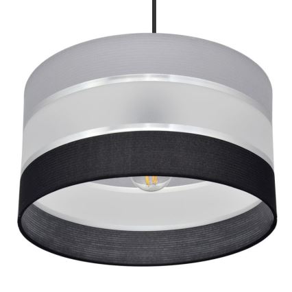 Lustr na lanku HELEN 1xE27/15W/230V pr. 35 cm černá/šedá/stříbrná