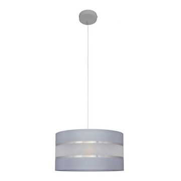 Lustr na lanku HELEN 1xE27/15W/230V pr. 35 cm šedá/stříbrná