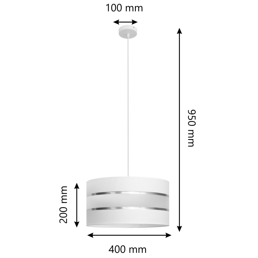 Lustr na lanku HELEN 1xE27/15W/230V pr. 40 cm bílá
