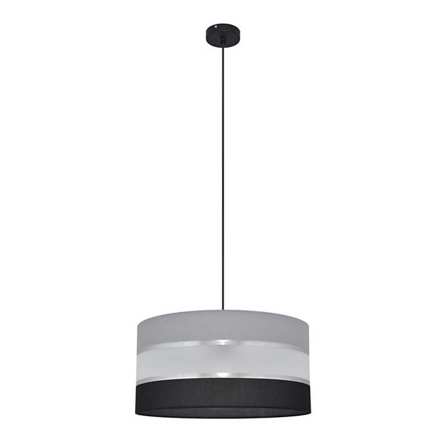 Lustr na lanku HELEN 1xE27/15W/230V pr. 40 cm černá/šedá/stříbrná