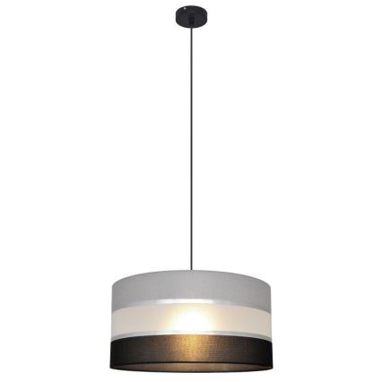 Lustr na lanku HELEN 1xE27/15W/230V pr. 40 cm černá/šedá/stříbrná