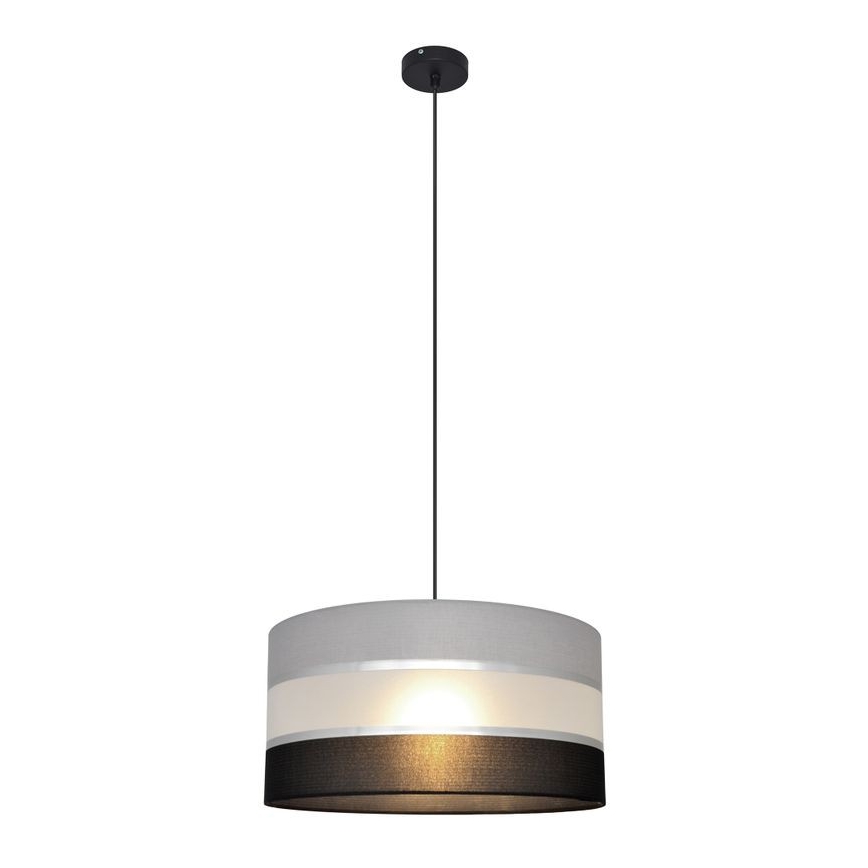 Lustr na lanku HELEN 1xE27/15W/230V pr. 40 cm černá/šedá/stříbrná