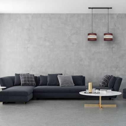 Lustr na lanku HELEN 2xE27/15W/230V hnědá/černá/zlatá